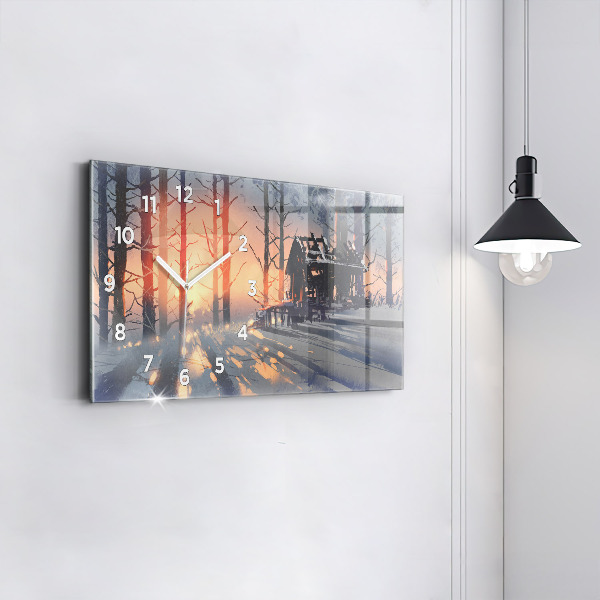 Horizontal wall clock Winter Tree Landscape