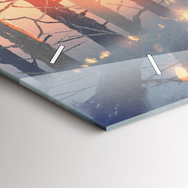 Horizontal wall clock Winter Tree Landscape