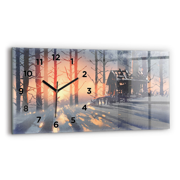 Horizontal wall clock Winter Tree Landscape