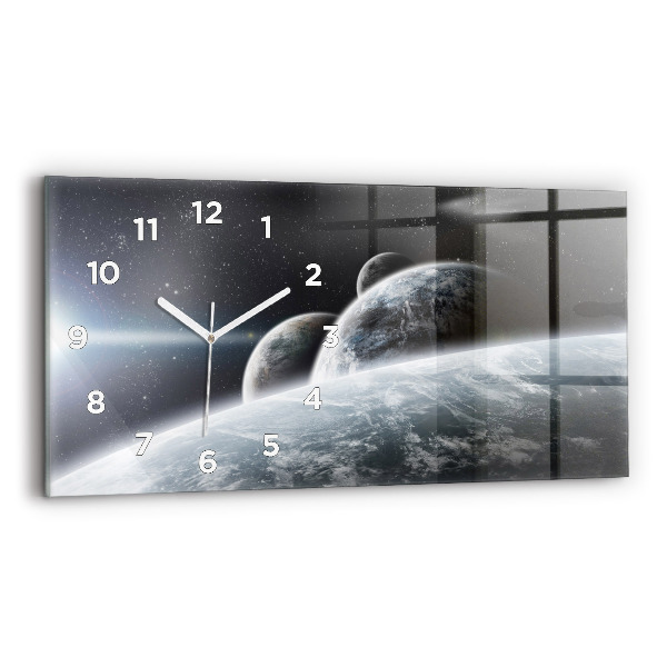 Horizontal wall clock Space Planets