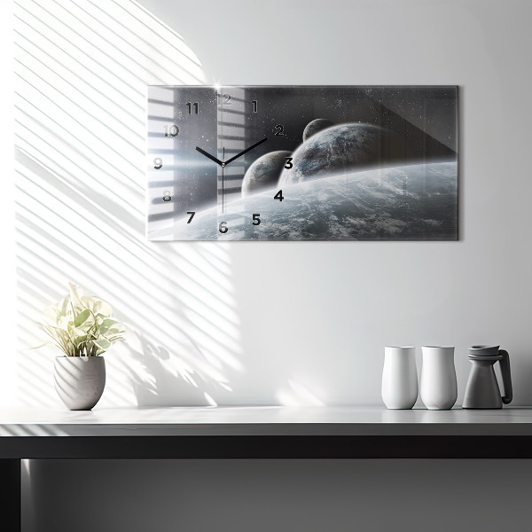 Horizontal wall clock Space Planets