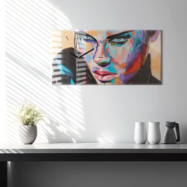 Horizontal wall clock Portrait of a woman