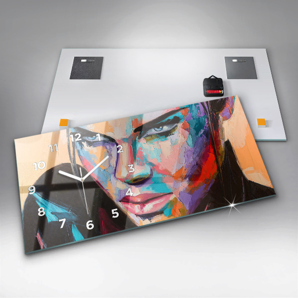 Horizontal wall clock Portrait of a woman