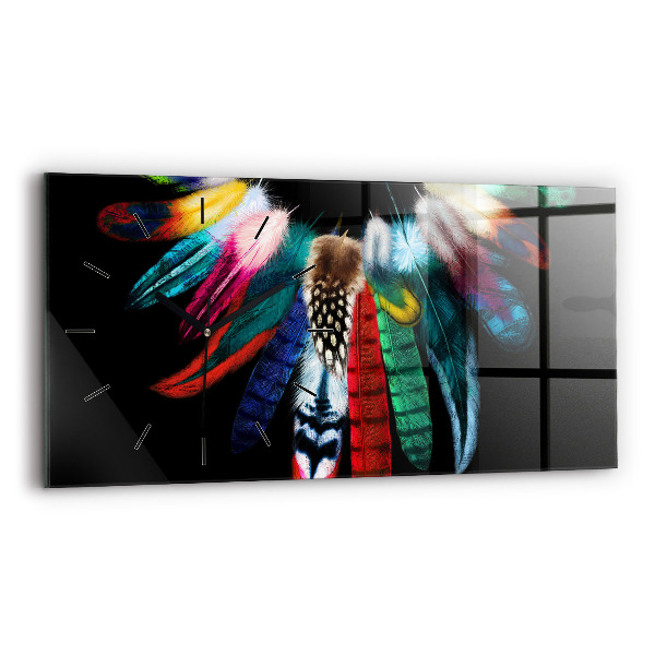 Horizontal wall clock Colorful Bird Feathers