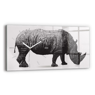 Horizontal wall clock Rhino line art
