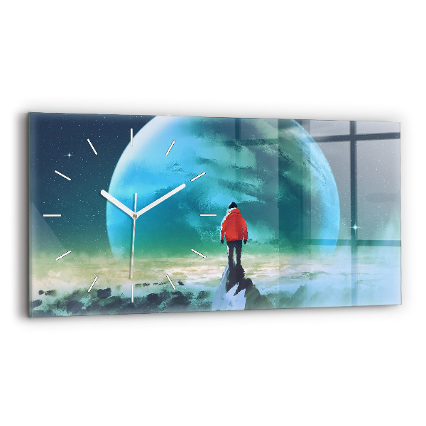 Horizontal wall clock Man in the moon