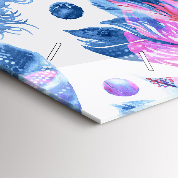 Horizontal wall clock Colorful feathers