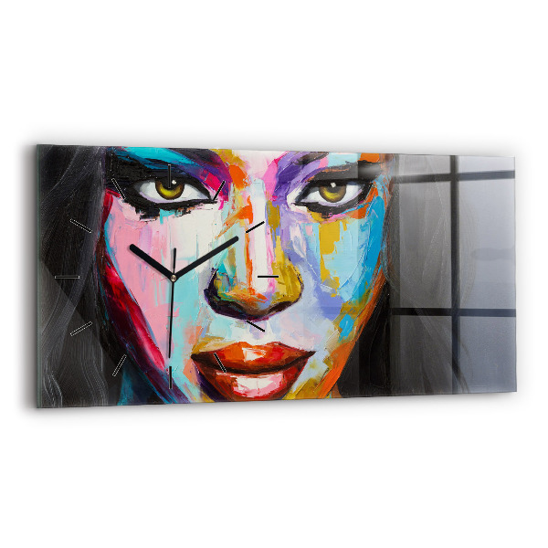 Horizontal wall clock Colorful Woman's Face