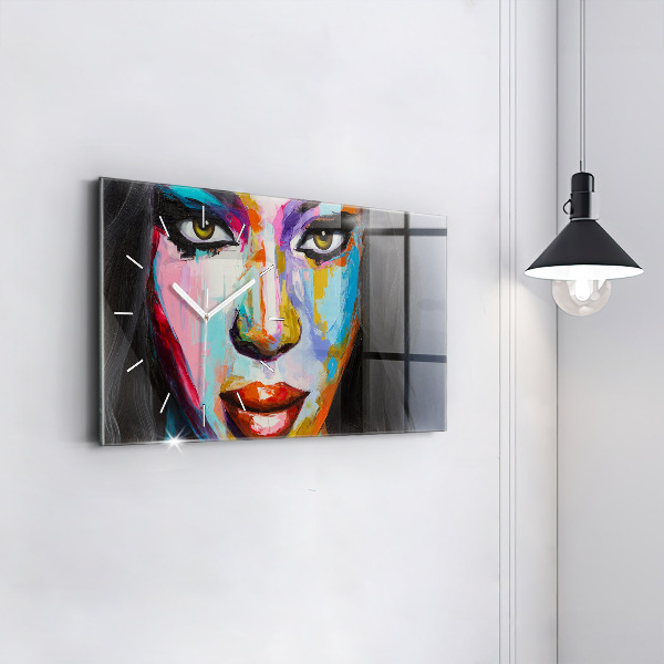 Horizontal wall clock Colorful Woman's Face