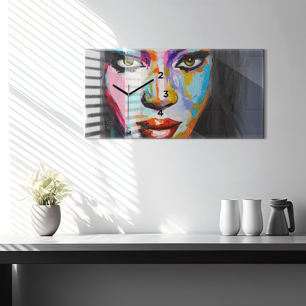 Horizontal wall clock Colorful Woman's Face