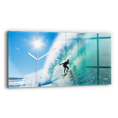 Horizontal wall clock Surfing in Hawaii