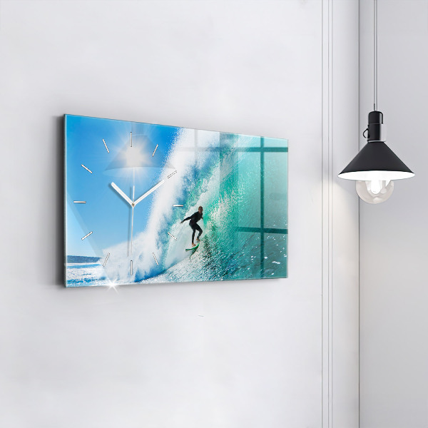 Horizontal wall clock Surfing in Hawaii