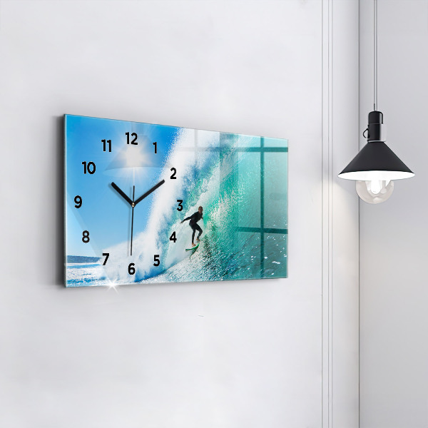 Horizontal wall clock Surfing in Hawaii