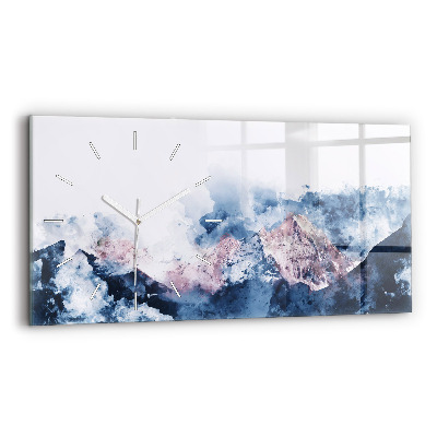 Horizontal wall clock Abstract mountain ranges