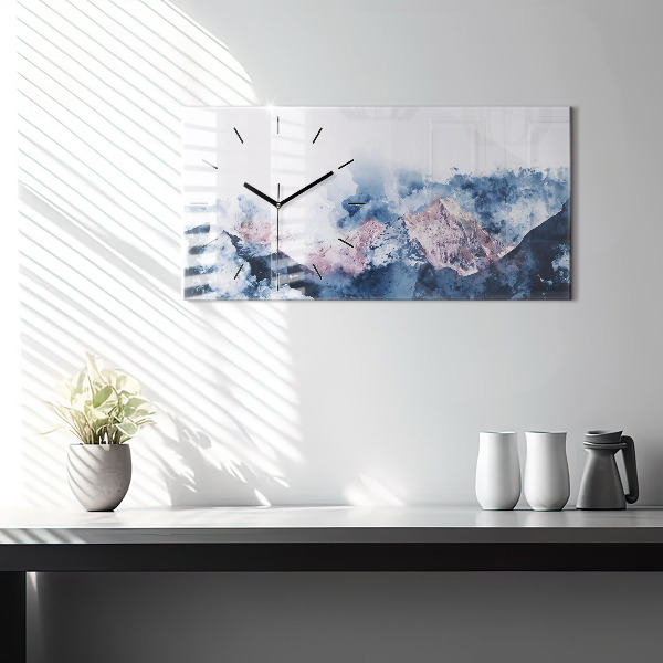 Horizontal wall clock Abstract mountain ranges