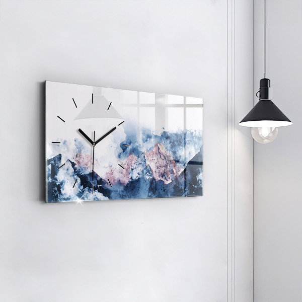 Horizontal wall clock Abstract mountain ranges