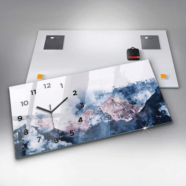 Horizontal wall clock Abstract mountain ranges