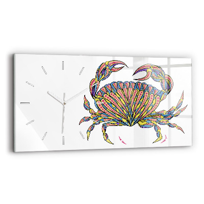 Horizontal wall clock Ethnic Crab
