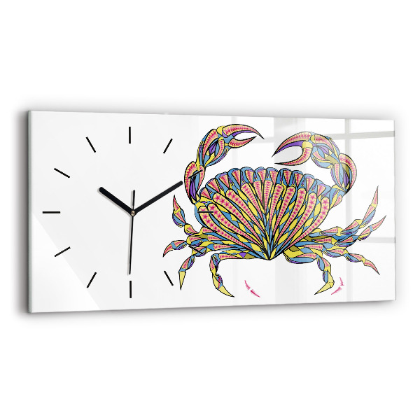 Horizontal wall clock Ethnic Crab