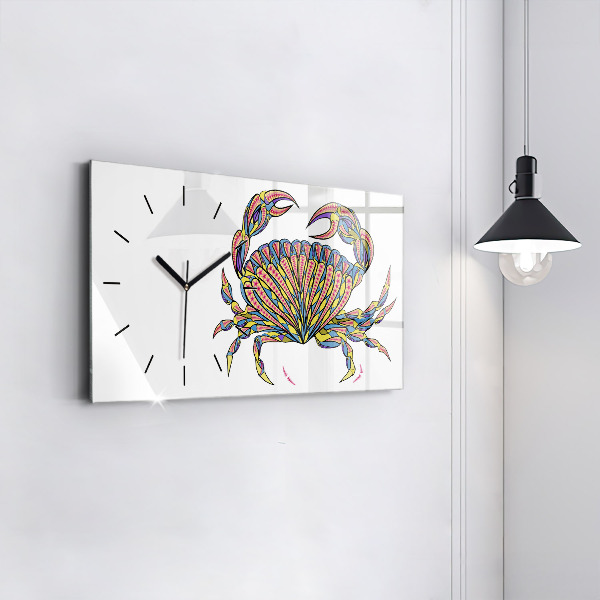 Horizontal wall clock Ethnic Crab