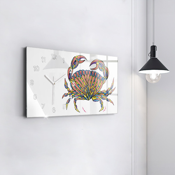 Horizontal wall clock Ethnic Crab