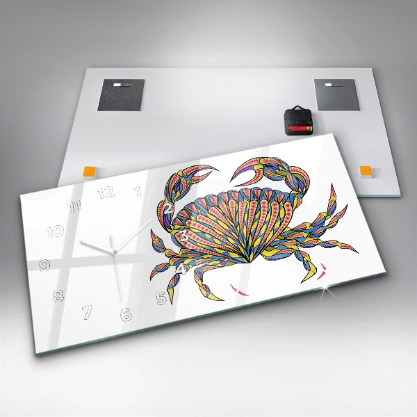 Horizontal wall clock Ethnic Crab