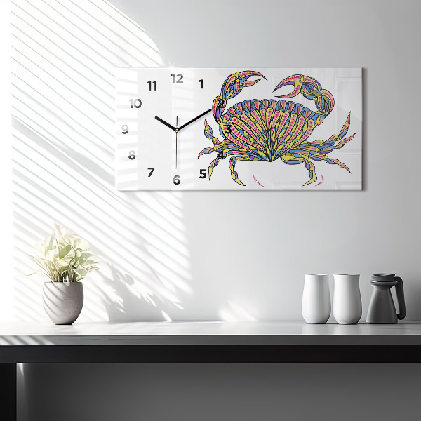Horizontal wall clock Ethnic Crab
