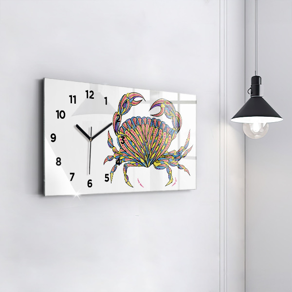 Horizontal wall clock Ethnic Crab