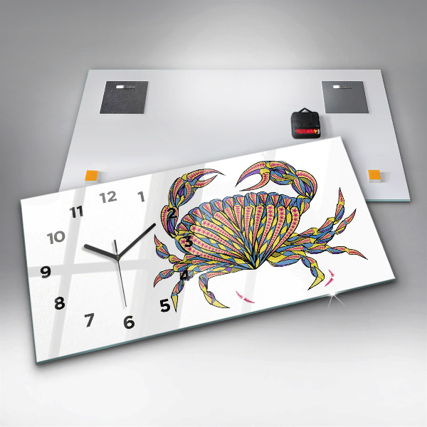 Horizontal wall clock Ethnic Crab