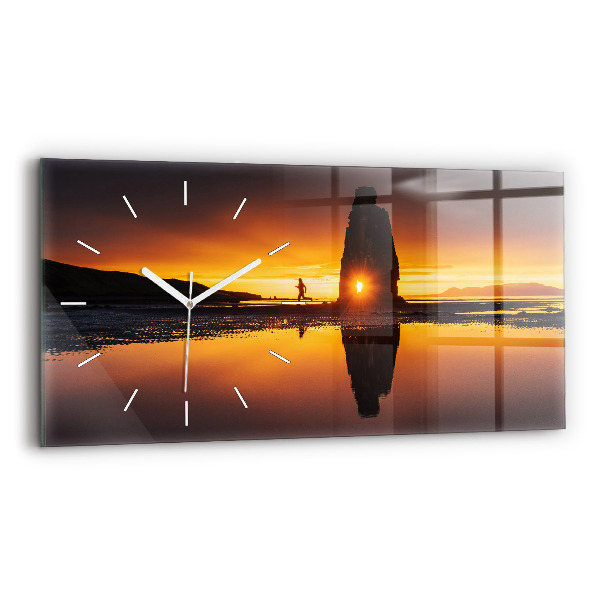 Horizontal wall clock Runner and sunset