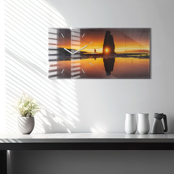 Horizontal wall clock Runner and sunset
