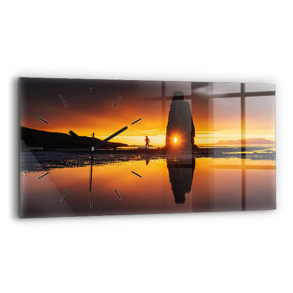 Horizontal wall clock Runner and sunset