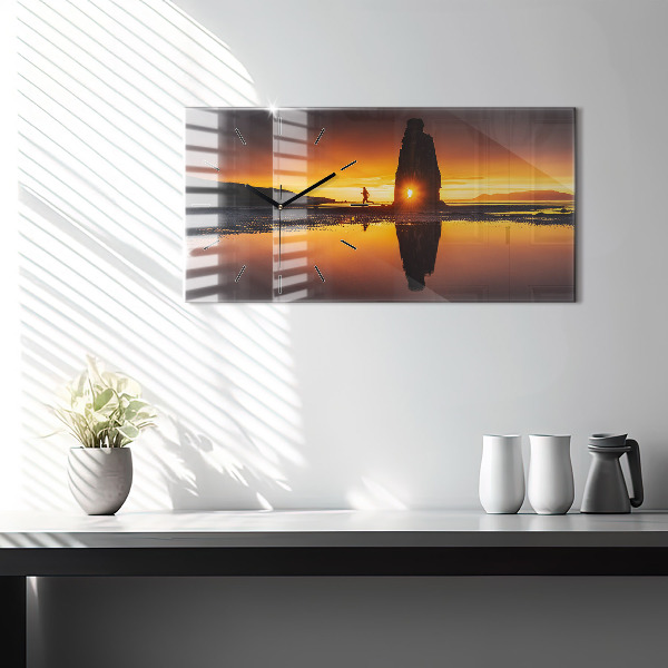 Horizontal wall clock Runner and sunset