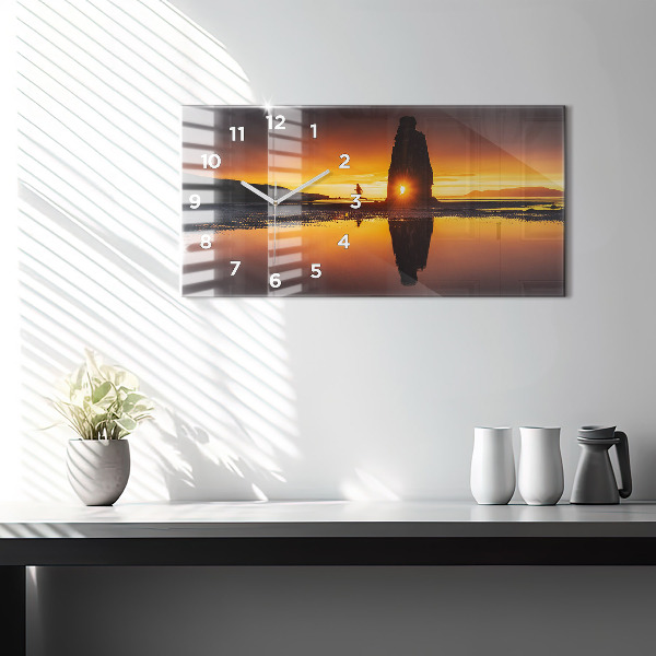 Horizontal wall clock Runner and sunset