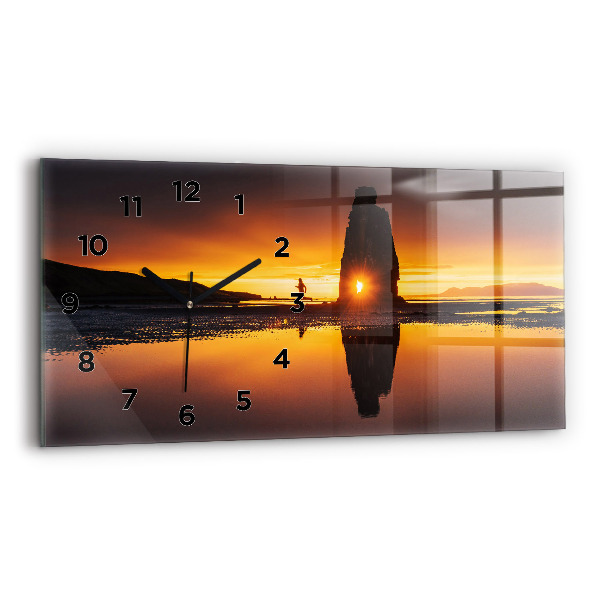 Horizontal wall clock Runner and sunset