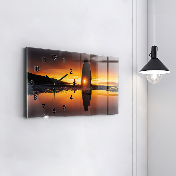 Horizontal wall clock Runner and sunset