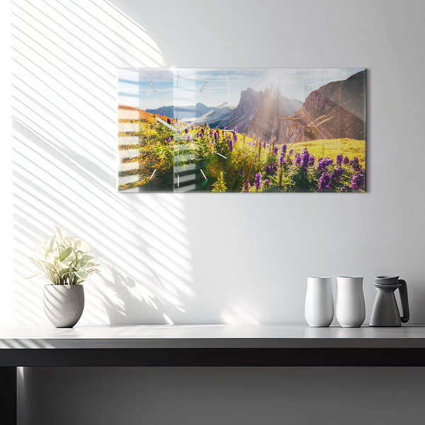 Horizontal wall clock Lavender Meadow