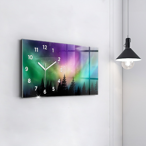 Horizontal wall clock Northern lights