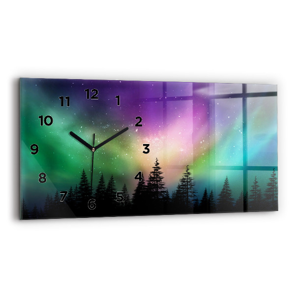 Horizontal wall clock Northern lights
