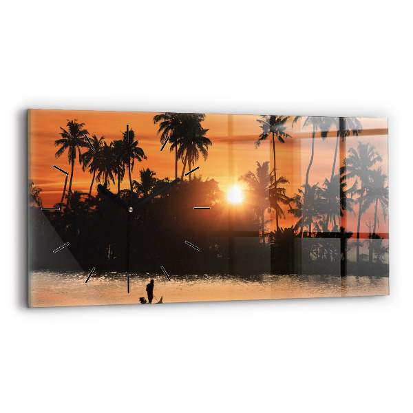 Horizontal wall clock Sunset Palm Trees Holidays