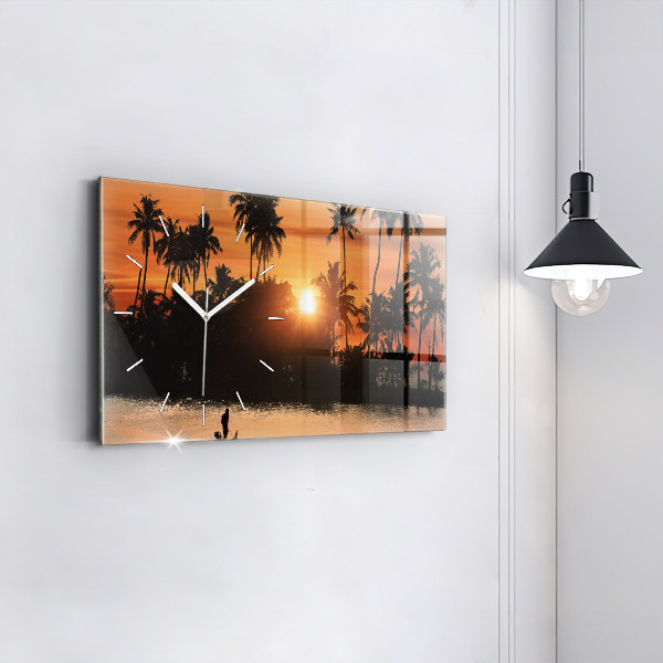 Horizontal wall clock Sunset Palm Trees Holidays