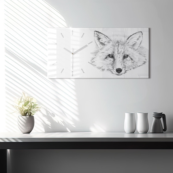 Horizontal wall clock Vector Fox Head