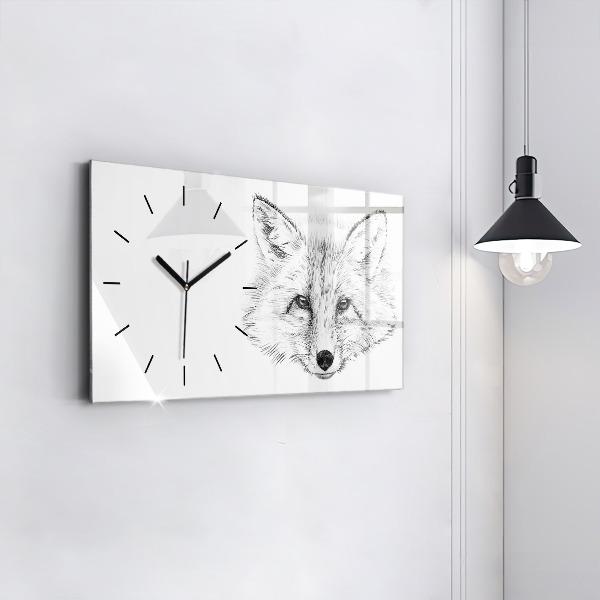 Horizontal wall clock Vector Fox Head