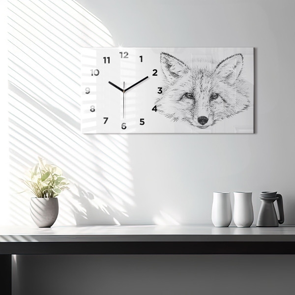 Horizontal wall clock Vector Fox Head