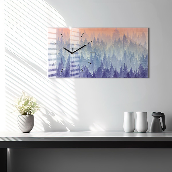 Horizontal wall clock Forest in the Fog