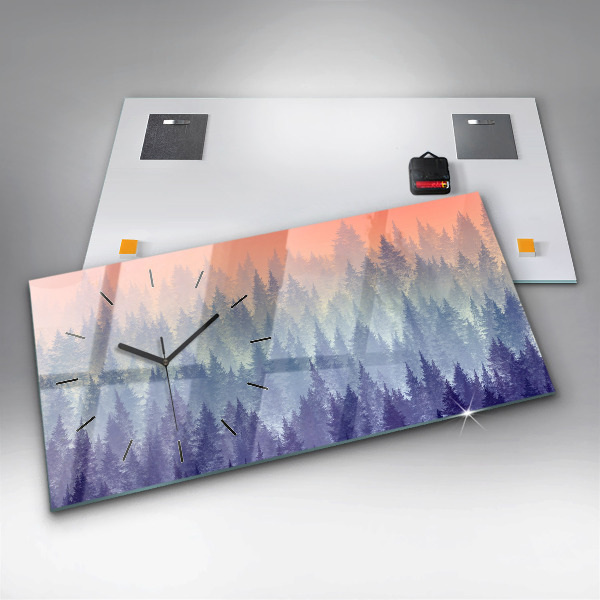 Horizontal wall clock Forest in the Fog