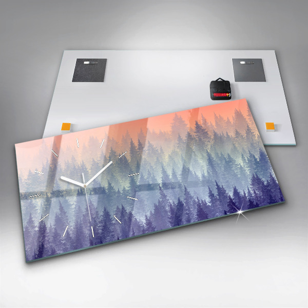 Horizontal wall clock Forest in the Fog
