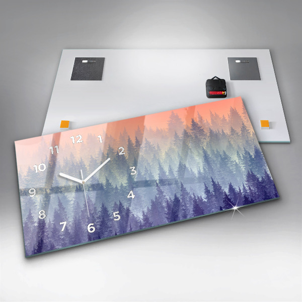 Horizontal wall clock Forest in the Fog