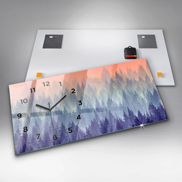 Horizontal wall clock Forest in the Fog
