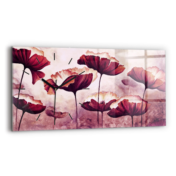 Horizontal wall clock Flowers Blooming Poppies